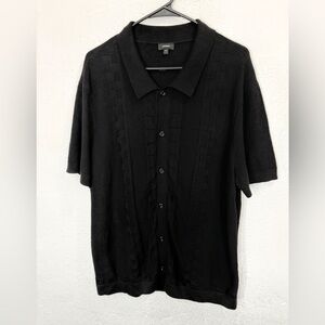 Express Black Textured Cabana Shirt | Modern Knit Button Up | Size L